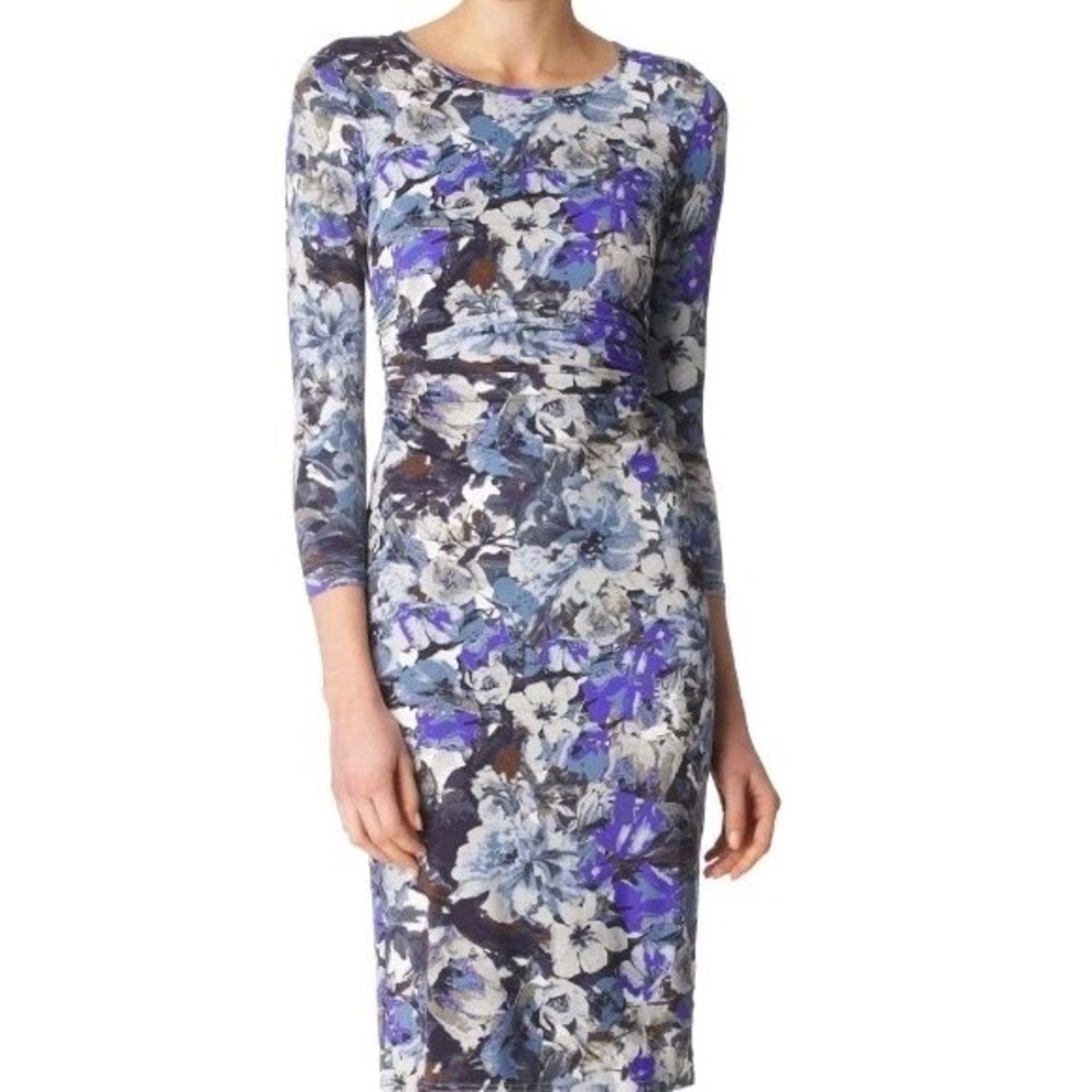 Reiss Dress Medium Zizzi Colorful Floral Runch Bodycon Stretch Capsule Designer - Picture 2 of 16